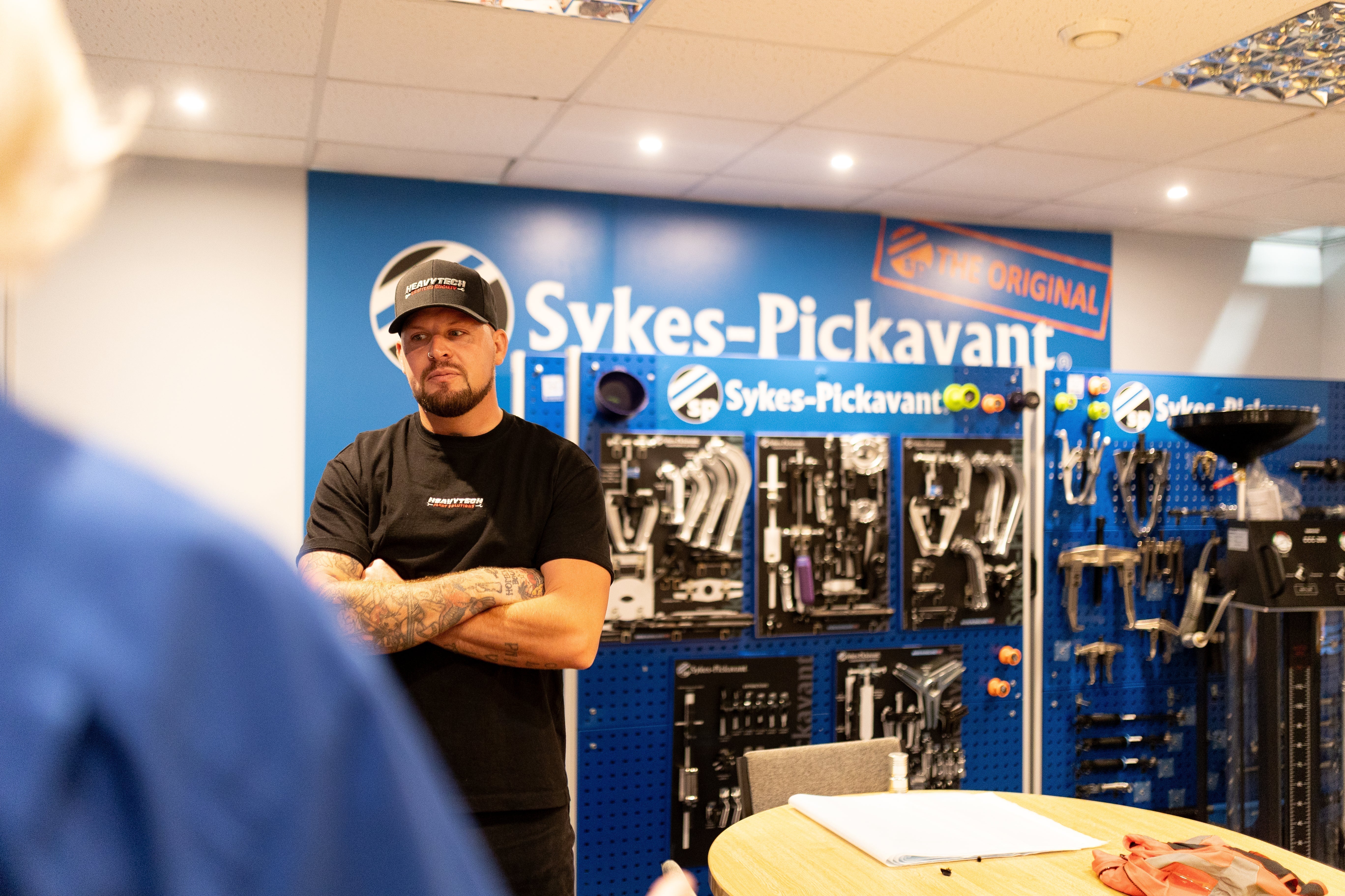 Captain Jack Spanners at Sykes-Pickavant Head Quarters Stood in Front of a selection of Puller boards and products