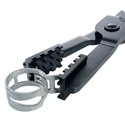 action shot of double x hose clamp pliers