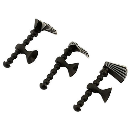 Three black color-coded auto panel gap gauges with flexible arms and suction pads for measuring gaps without scratching surfaces.