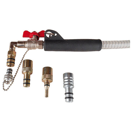 4 quick fit adaptors shown with the oil drainer connection