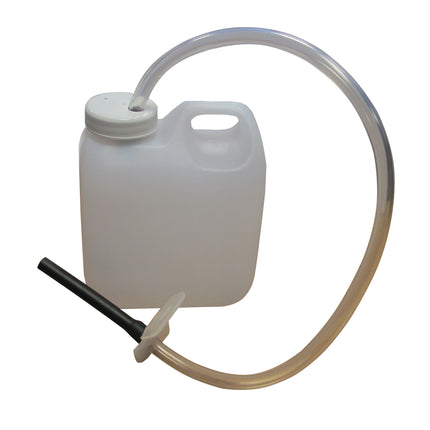 A brake bleeder bottle with a non-return valve, typically used for vehicle maintenance.