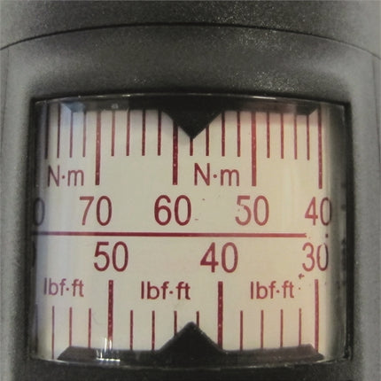 close up of torque wrench scale 