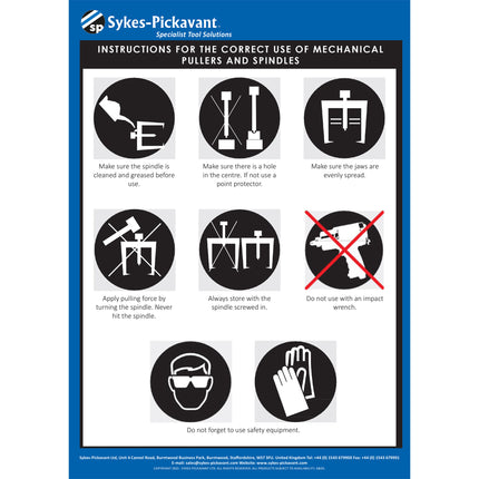 Instructions for the correct use of mechanical pullers and spindles