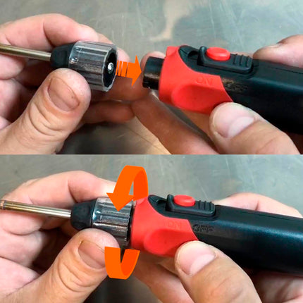 soldering iron with graphics showing how to assemble