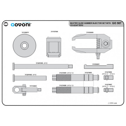 GO507 - Master Slide Hammer Injector Set with CR Adaptors