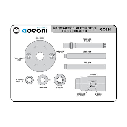 contents diagram of GO544 - Ford Ecoblue 2.0L kit
